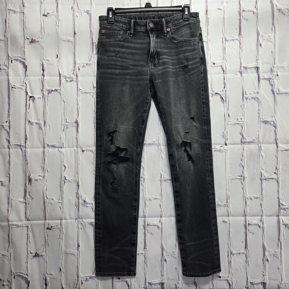 American Eagle AirFlex 360 Men's‎ Size 29x30 Faded Black Distressed Skinny Jeans